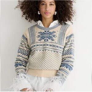 NWT J.Crew Women's Fair Isle snowflake crewneck in Supersoft yarn Sz 2X $128